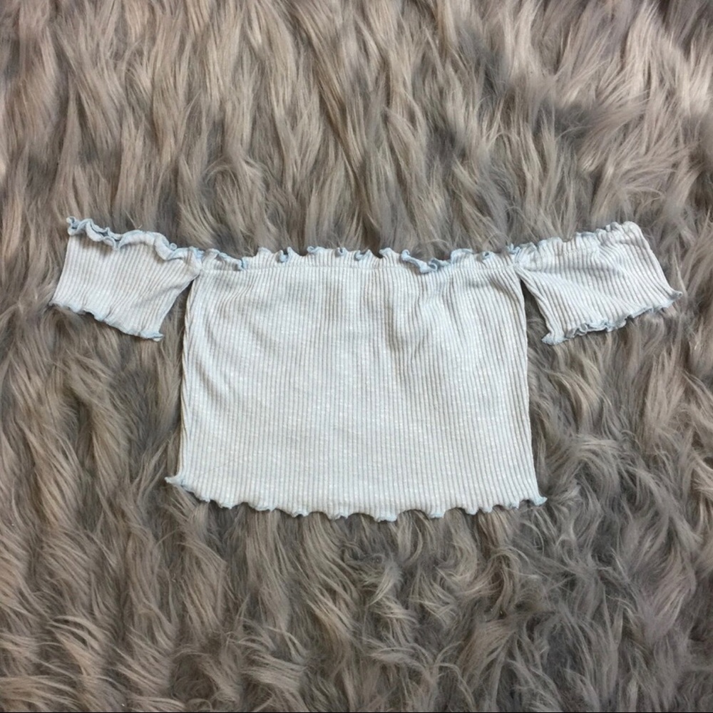 Wavy Crop Top - Baby Blue